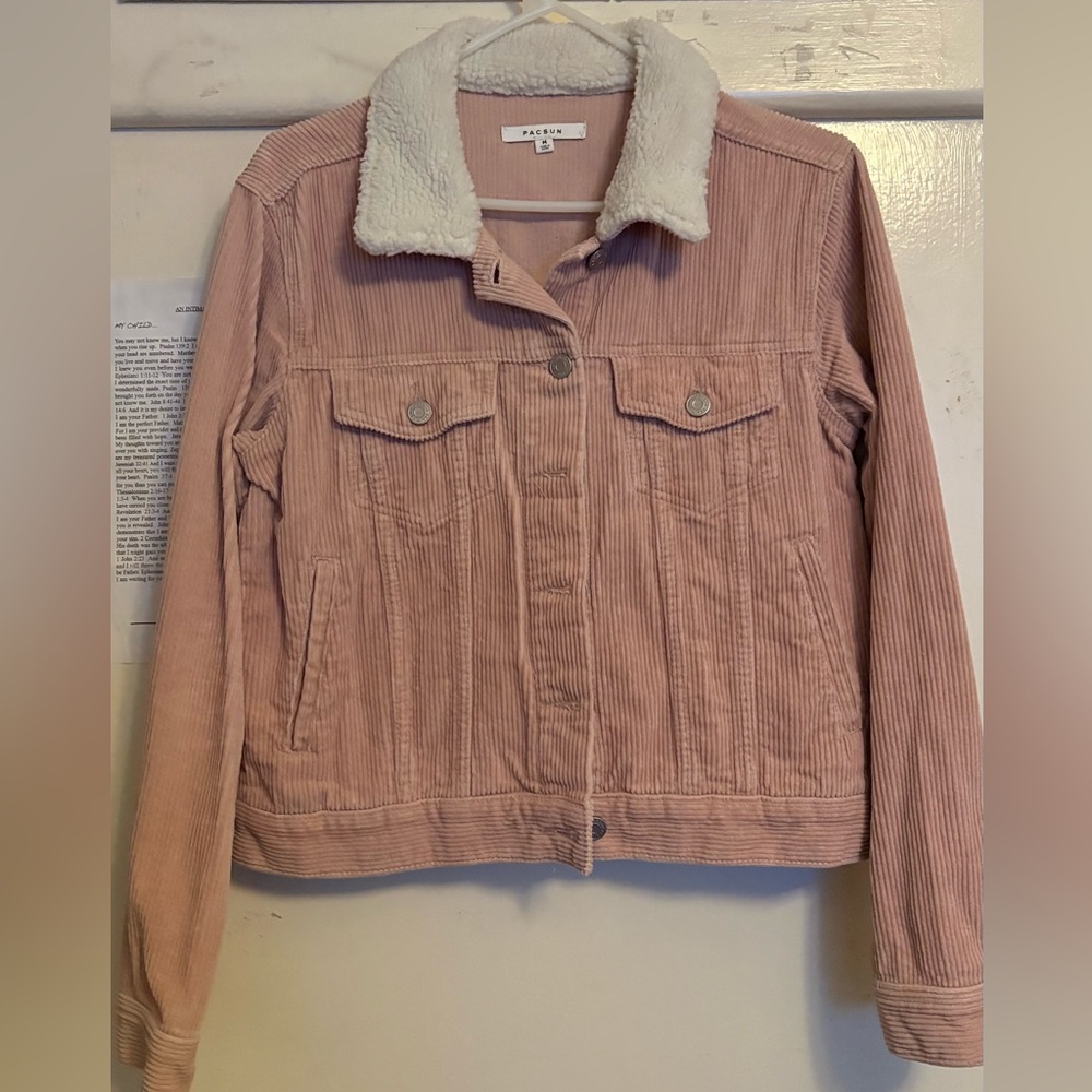 Pacsun Blush Corduroy Jacket with Ivory Collar
